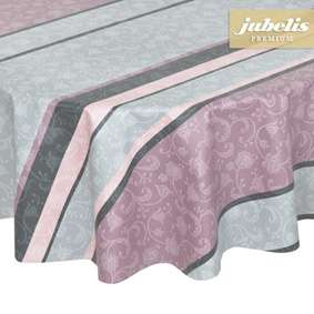 Coated tablecloth made of cotton with striped pattern